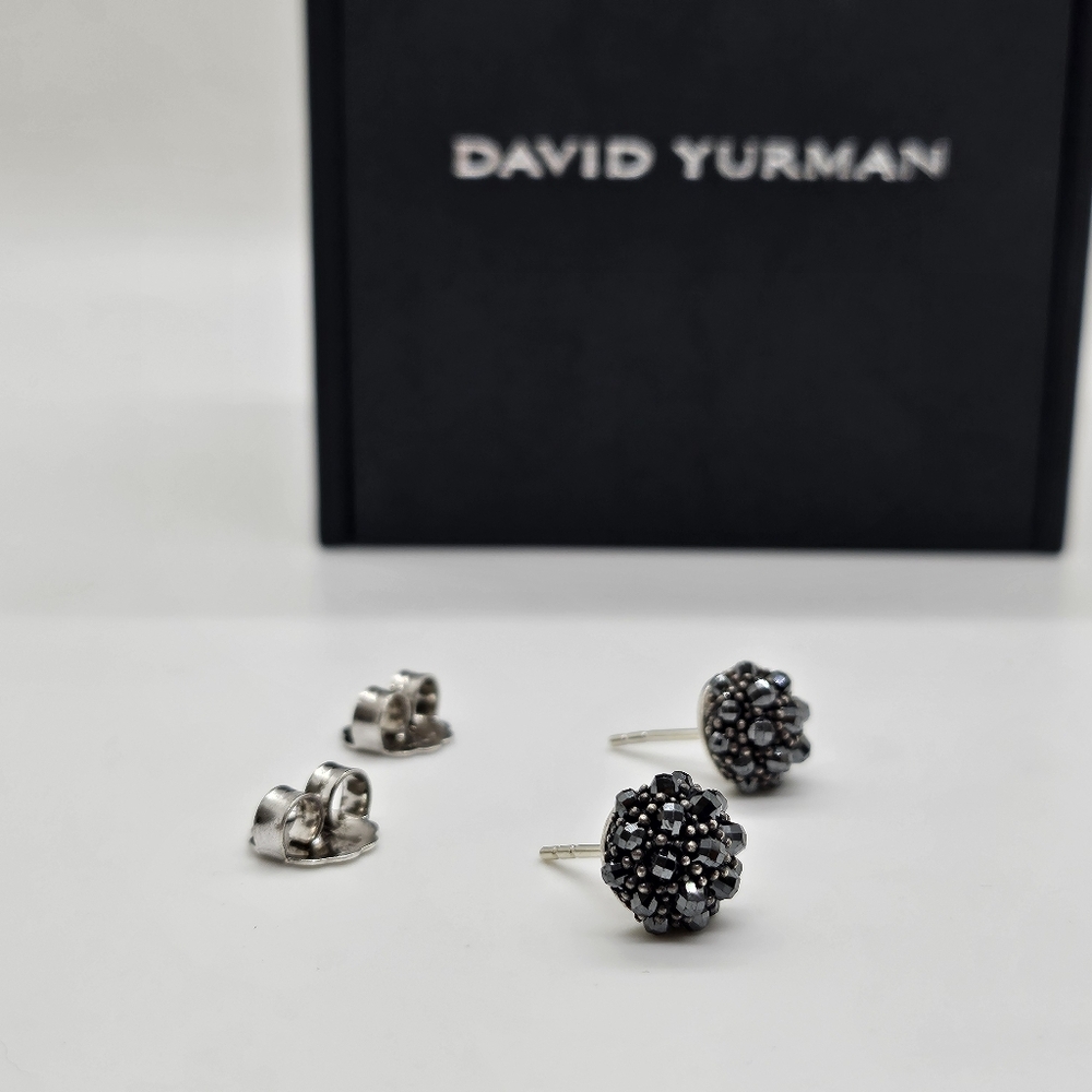 David Yurman Hematite Osetra Stud Earrings DY 925